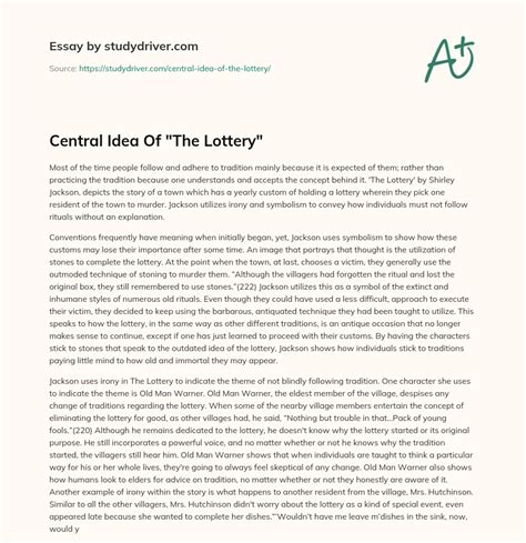 the lottery central idea.